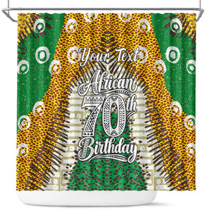 Personalized African 70th Birthday Shower Curtain Tribal Animal Print Heritage Pattern