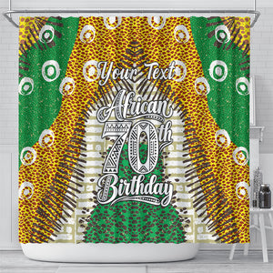 Personalized African 70th Birthday Shower Curtain Tribal Animal Print Heritage Pattern