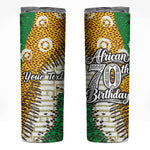 Personalized African 70th Birthday Skinny Tumbler Tribal Animal Print Heritage Pattern