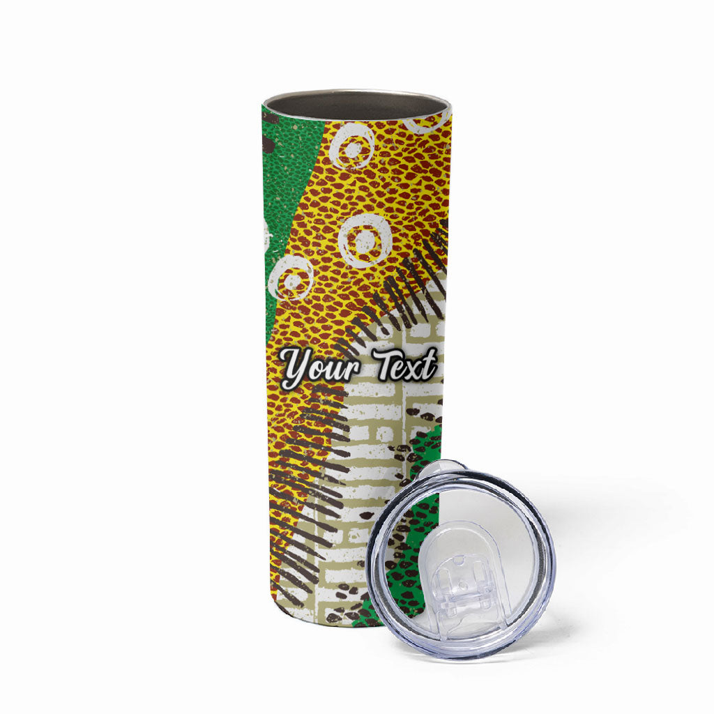 Personalized African 70th Birthday Skinny Tumbler Tribal Animal Print Heritage Pattern