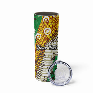 Personalized African 70th Birthday Skinny Tumbler Tribal Animal Print Heritage Pattern