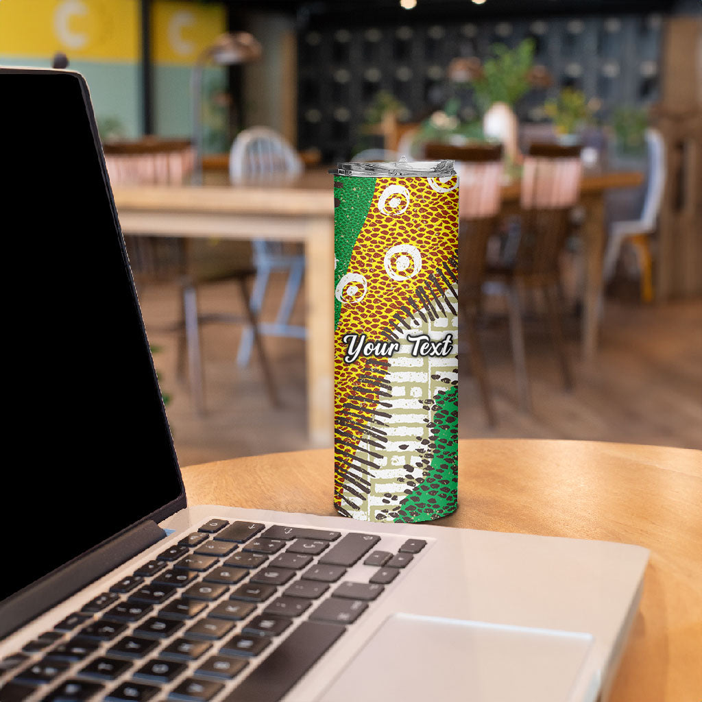 Personalized African 70th Birthday Skinny Tumbler Tribal Animal Print Heritage Pattern