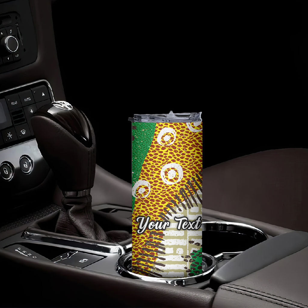 Personalized African 70th Birthday Skinny Tumbler Tribal Animal Print Heritage Pattern
