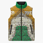 Personalized African 70th Birthday Sleeveless Puffer Jacket Tribal Animal Print Heritage Pattern