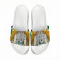 Personalized African 70th Birthday Slide Sandals Tribal Animal Print Heritage Pattern