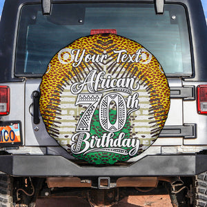 Personalized African 70th Birthday Spare Tire Cover Tribal Animal Print Heritage Pattern
