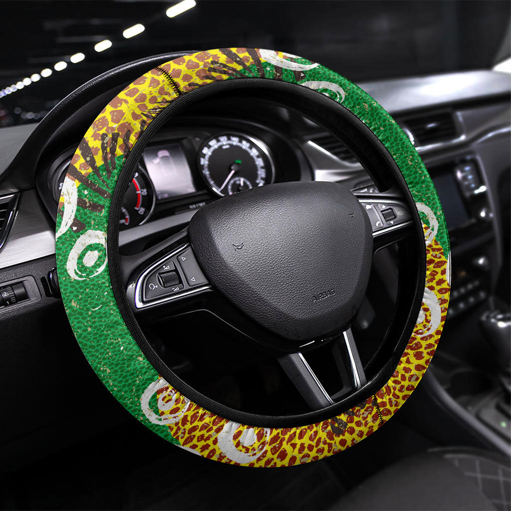 African 70th Birthday Steering Wheel Cover Tribal Animal Print Heritage Pattern