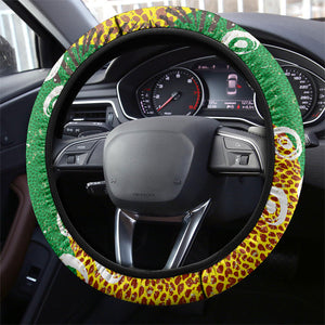 African 70th Birthday Steering Wheel Cover Tribal Animal Print Heritage Pattern
