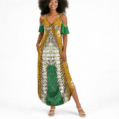 Personalized African 70th Birthday Summer Maxi Dress Tribal Animal Print Heritage Pattern