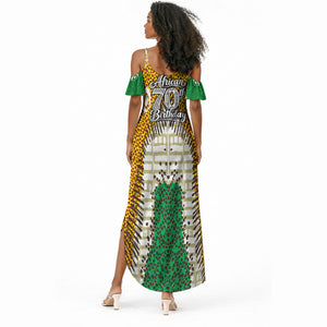 Personalized African 70th Birthday Summer Maxi Dress Tribal Animal Print Heritage Pattern
