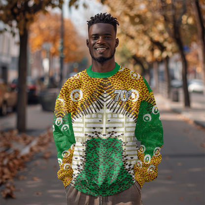 Personalized African 70th Birthday Sweatshirt Tribal Animal Print Heritage Pattern