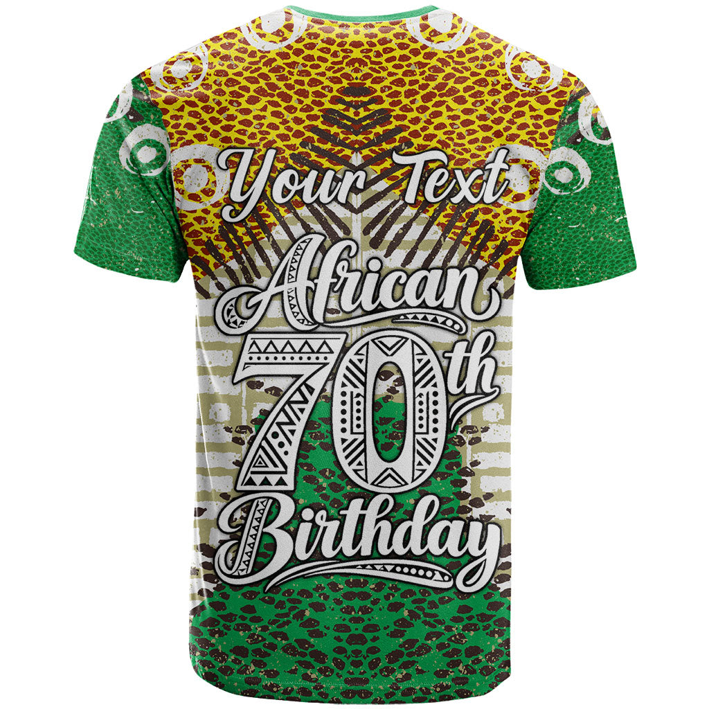 Personalized African 70th Birthday T shirt Tribal Animal Print Heritage Pattern