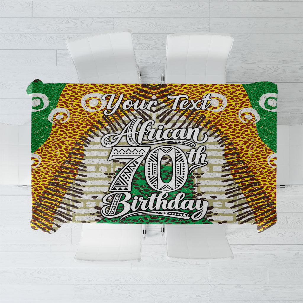 Personalized African 70th Birthday Tablecloth Tribal Animal Print Heritage Pattern