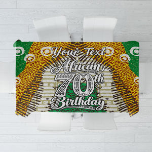 Personalized African 70th Birthday Tablecloth Tribal Animal Print Heritage Pattern