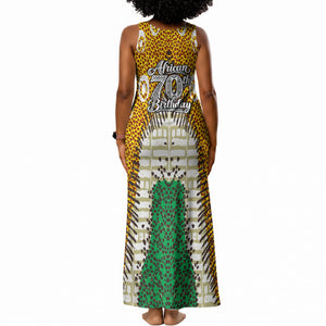 Personalized African 70th Birthday Tank Maxi Dress Tribal Animal Print Heritage Pattern