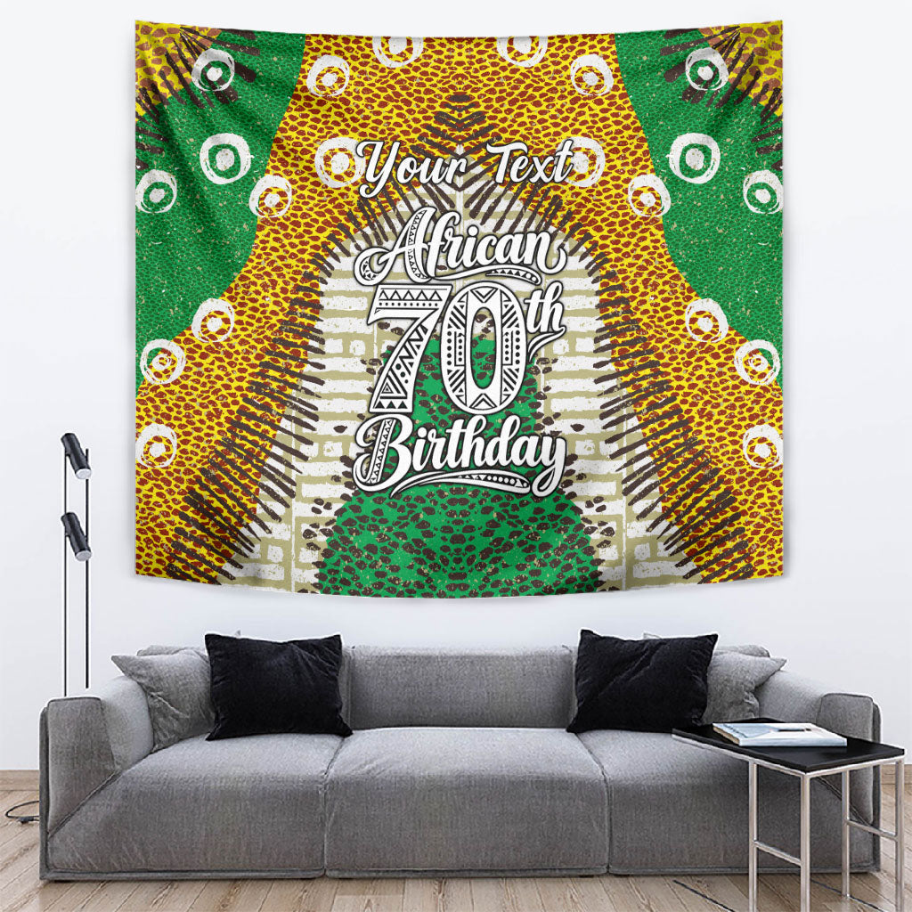 Personalized African 70th Birthday Tapestry Tribal Animal Print Heritage Pattern