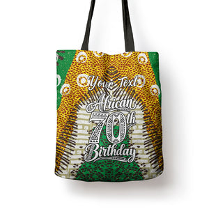 Personalized African 70th Birthday Tote Bag Tribal Animal Print Heritage Pattern