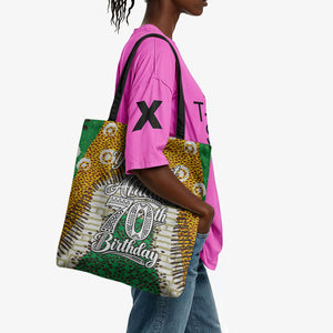 Personalized African 70th Birthday Tote Bag Tribal Animal Print Heritage Pattern