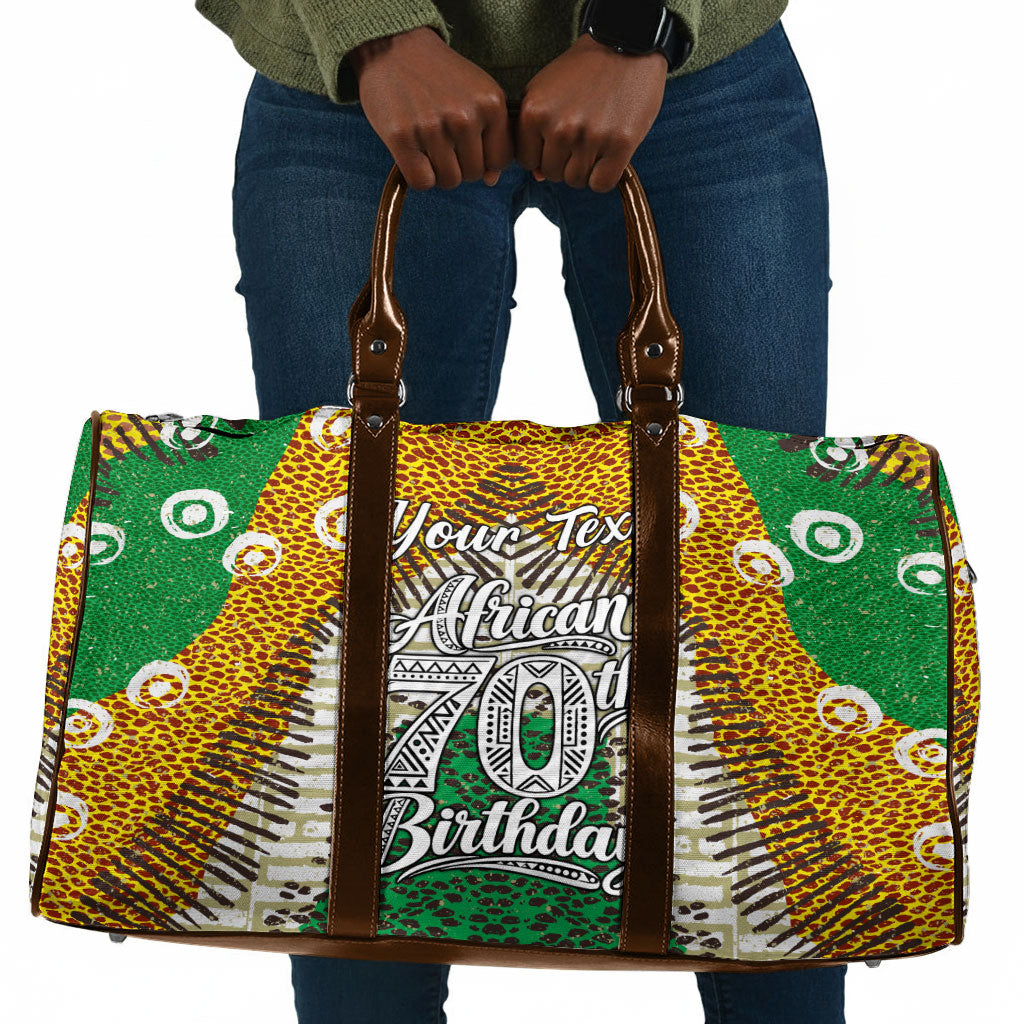 Personalized African 70th Birthday Travel Bag Tribal Animal Print Heritage Pattern