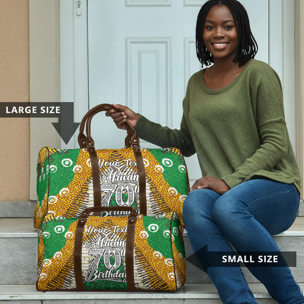 Personalized African 70th Birthday Travel Bag Tribal Animal Print Heritage Pattern