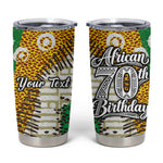Personalized African 70th Birthday Tumbler Cup Tribal Animal Print Heritage Pattern