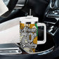 Personalized African 70th Birthday Tumbler With Handle Tribal Animal Print Heritage Pattern
