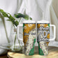 Personalized African 70th Birthday Tumbler With Handle Tribal Animal Print Heritage Pattern