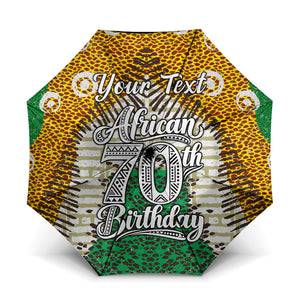 Personalized African 70th Birthday Umbrella Tribal Animal Print Heritage Pattern