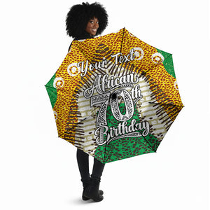 Personalized African 70th Birthday Umbrella Tribal Animal Print Heritage Pattern