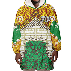 Personalized African 70th Birthday Wearable Blanket Hoodie Tribal Animal Print Heritage Pattern