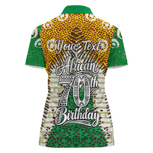 Personalized African 70th Birthday Women Polo Shirt Tribal Animal Print Heritage Pattern