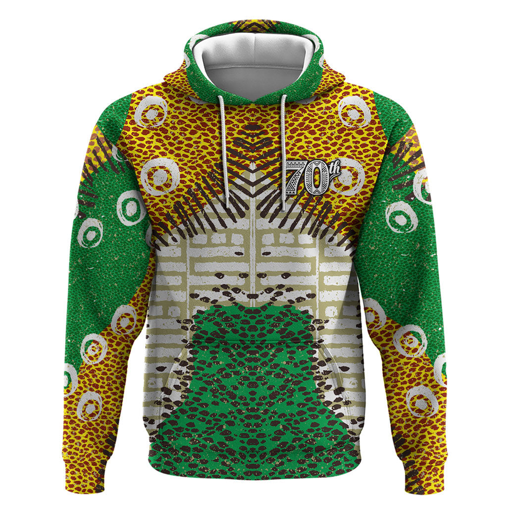 Personalized African 70th Birthday Zip Hoodie Tribal Animal Print Heritage Pattern