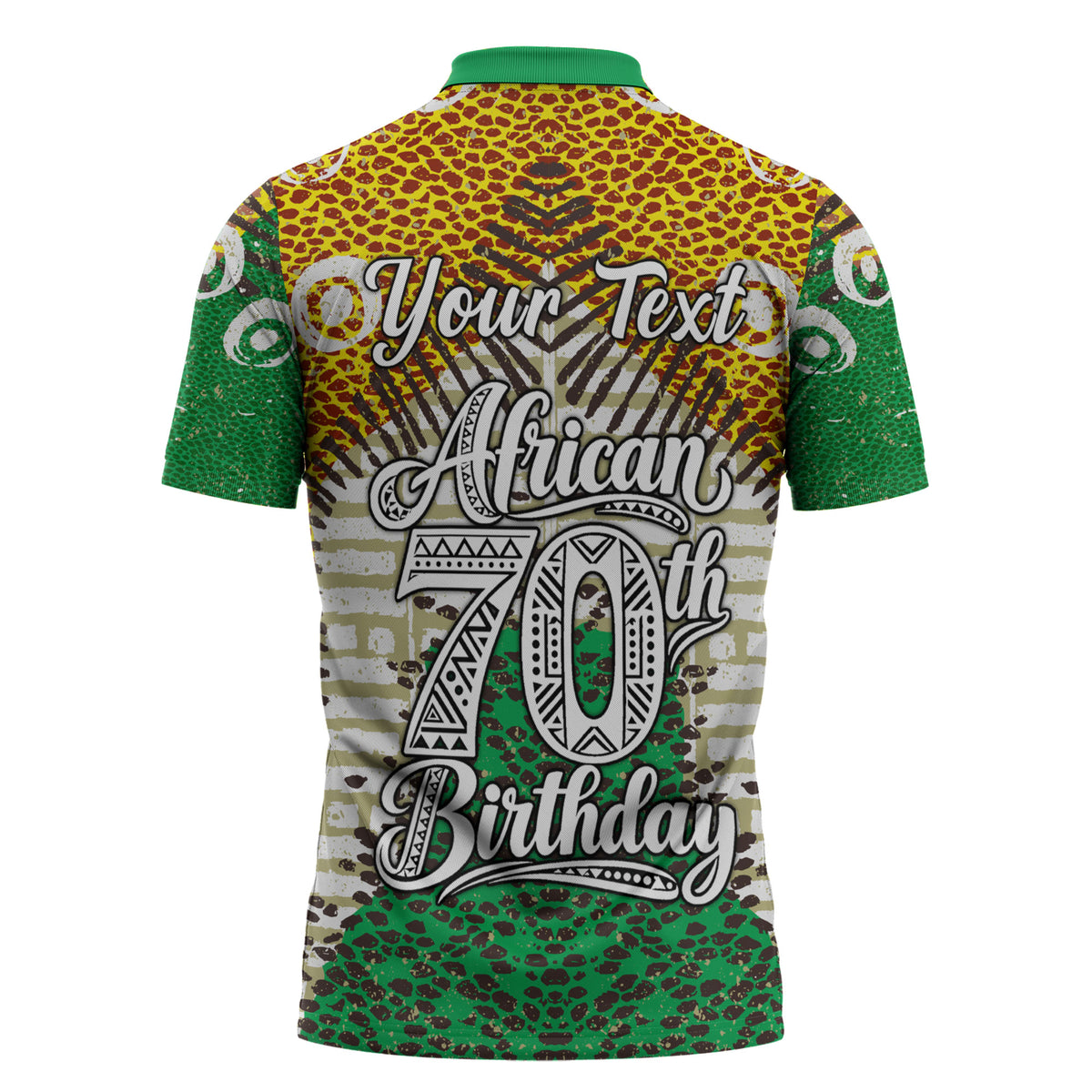 Personalized African 70th Birthday Zipper Polo Shirt Tribal Animal Print Heritage Pattern