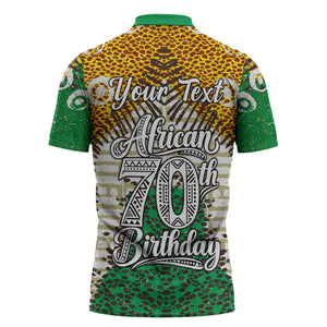 Personalized African 70th Birthday Zipper Polo Shirt Tribal Animal Print Heritage Pattern