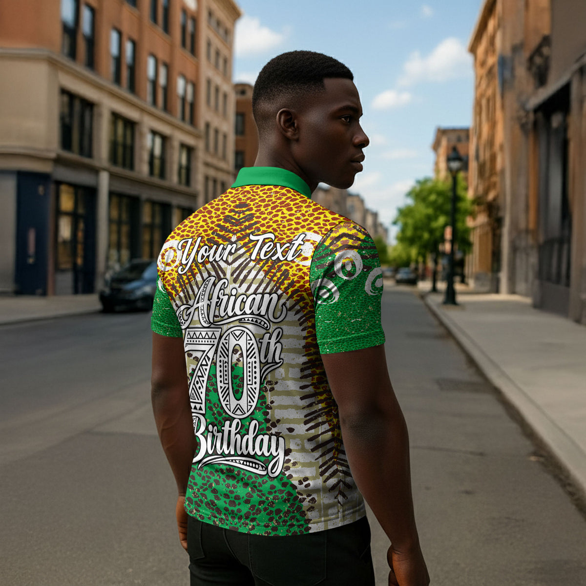 Personalized African 70th Birthday Zipper Polo Shirt Tribal Animal Print Heritage Pattern
