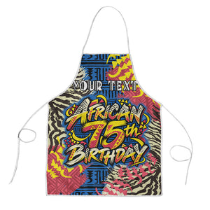 Personalized African 75th Birthday Apron Colorful Tribal Striped Heritage Art