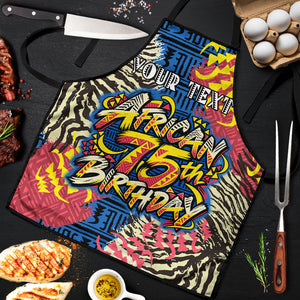 Personalized African 75th Birthday Apron Colorful Tribal Striped Heritage Art