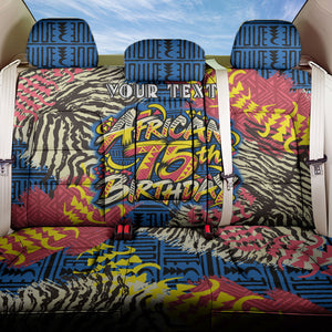 Personalized African 75th Birthday Back Car Seat Cover Colorful Tribal Striped Heritage Art