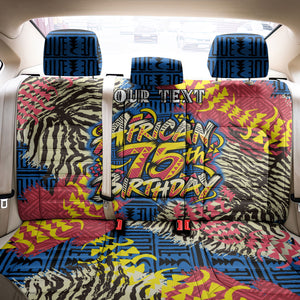 Personalized African 75th Birthday Back Car Seat Cover Colorful Tribal Striped Heritage Art