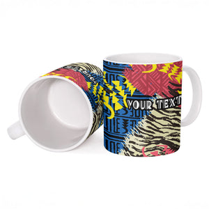 Personalized African 75th Birthday Ceramic Mug Colorful Tribal Striped Heritage Art