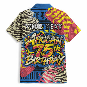 Personalized African 75th Birthday Hawaiian Shirt Colorful Tribal Striped Heritage Art