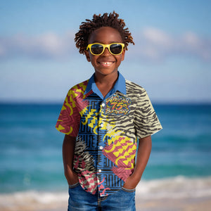 Personalized African 75th Birthday Kid Hawaiian Shirt Colorful Tribal Striped Heritage Art