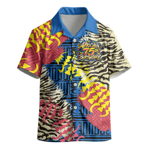 Personalized African 75th Birthday Kid Hawaiian Shirt Colorful Tribal Striped Heritage Art