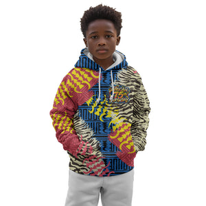 Personalized African 75th Birthday Kid Hoodie Colorful Tribal Striped Heritage Art