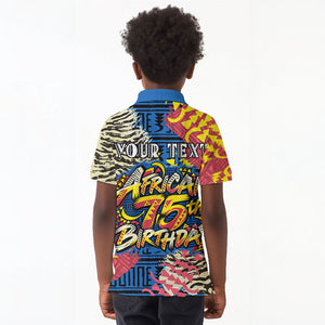 Personalized African 75th Birthday Kid Polo Shirt Colorful Tribal Striped Heritage Art