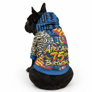Personalized African 75th Birthday Pet Hoodie Colorful Tribal Striped Heritage Art