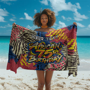 Personalized African 75th Birthday Sarong Colorful Tribal Striped Heritage Art