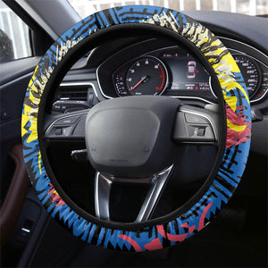 African 75th Birthday Steering Wheel Cover Colorful Tribal Striped Heritage Art