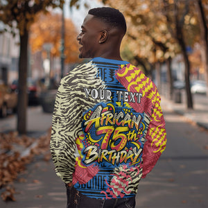 Personalized African 75th Birthday Sweatshirt Colorful Tribal Striped Heritage Art