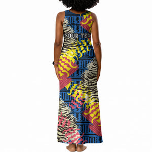 Personalized African 75th Birthday Tank Maxi Dress Colorful Tribal Striped Heritage Art